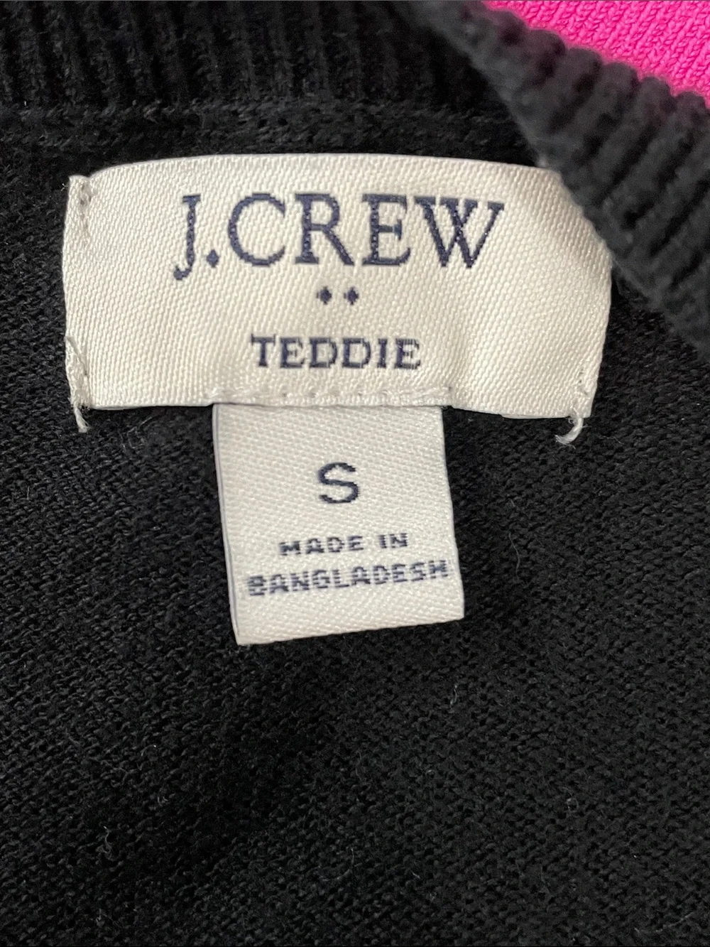 J. Crew 100% Cotton Crewneck Teddie Sweater in Black